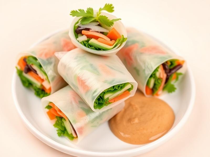 Vegane Sommerrollen mit Erdnussdip
